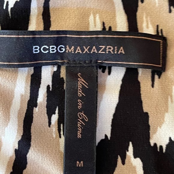 ✨HP✨🎉 BCBG MaxAzria One-shoulder Cocktail Dress - Black w/Black & Beige Pattern - Picture 3 of 3